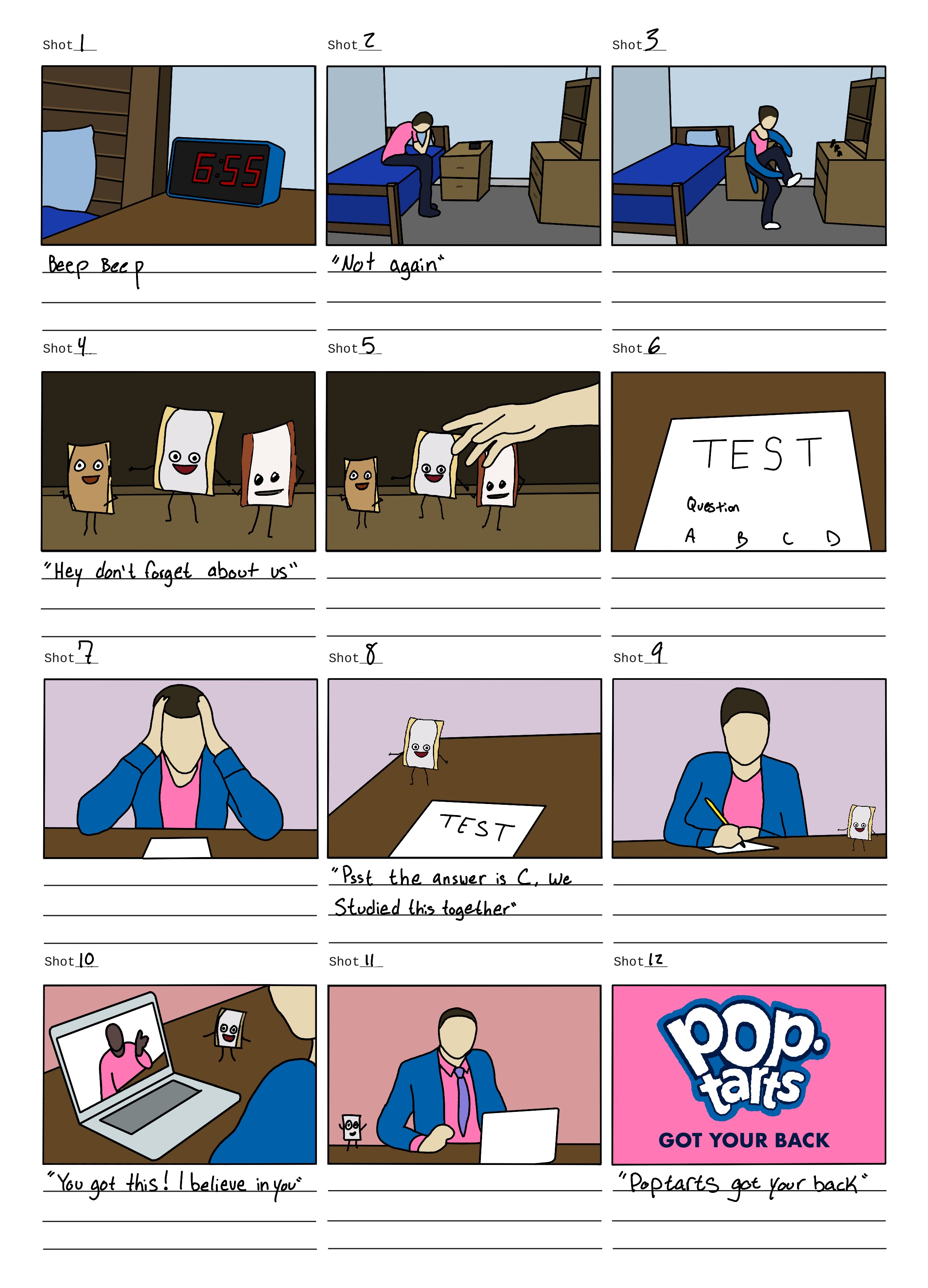 Poptart commercial storyboard